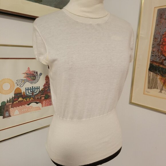 Banana Republic Cap Sleeve Fitted Soft Cashmere Blend Turtleneck Sweater - Picture 1 of 8
